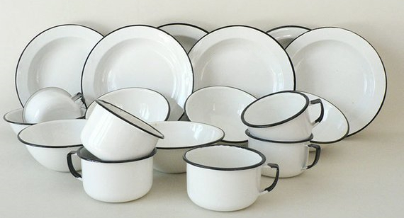 white enamelware